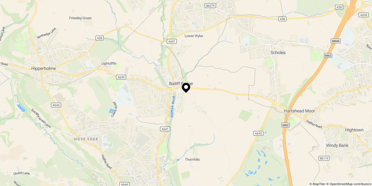 Approximate location of Prospect Way, Brighouse, HD6 4FF