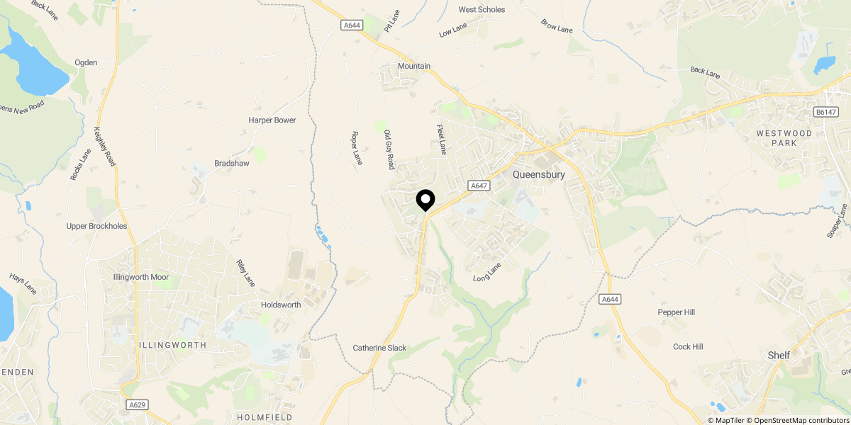 Approximate location of Weston Vale Road, Queensbury, Bradford, BD13 2HY