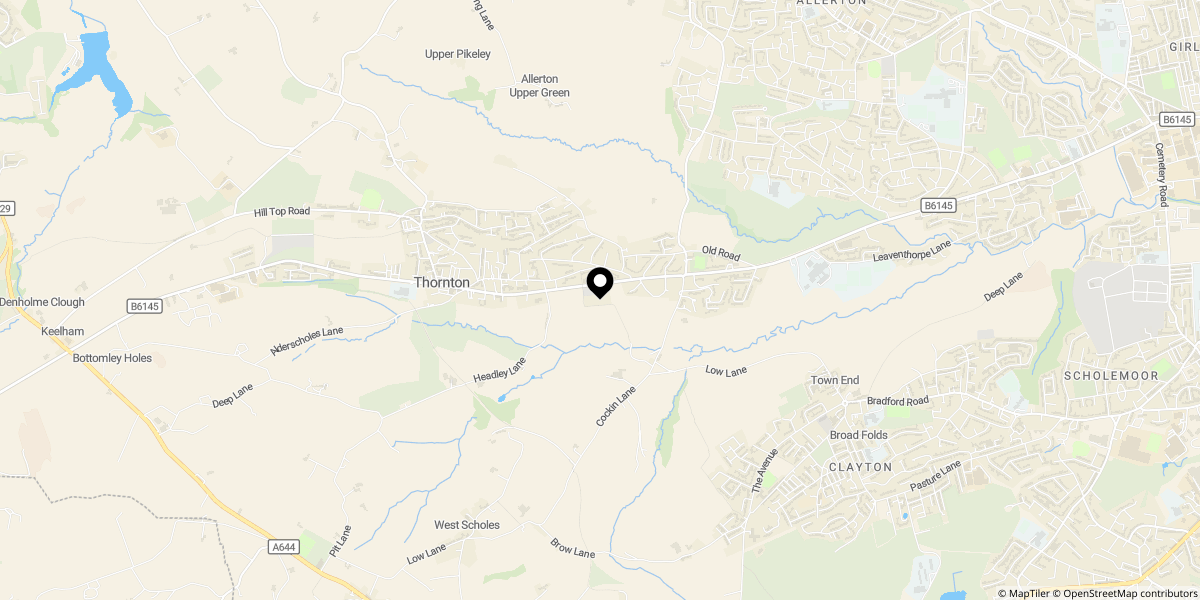 Approximate location of Springhead Road, Thornton, Bradford, BD13 3DA